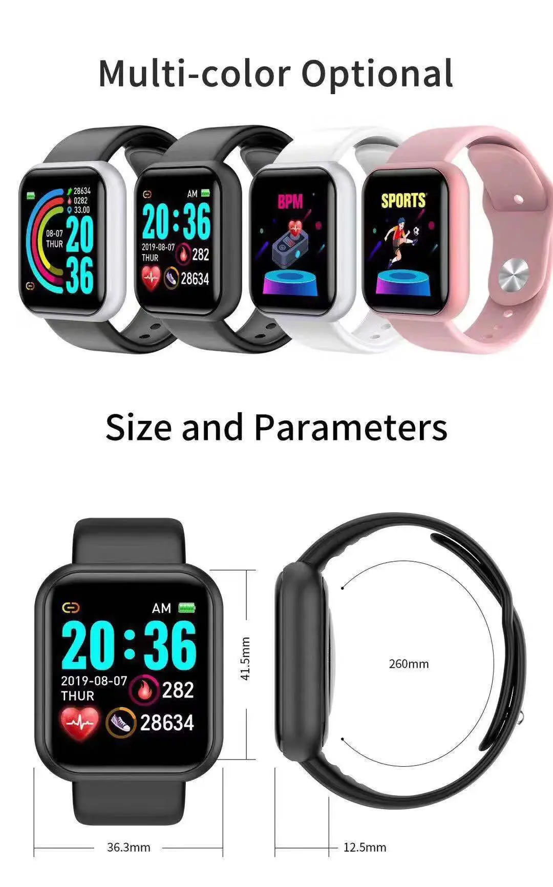 Smartwatch Watches Digital - Reloj inteligente D20 Pro para hombre,