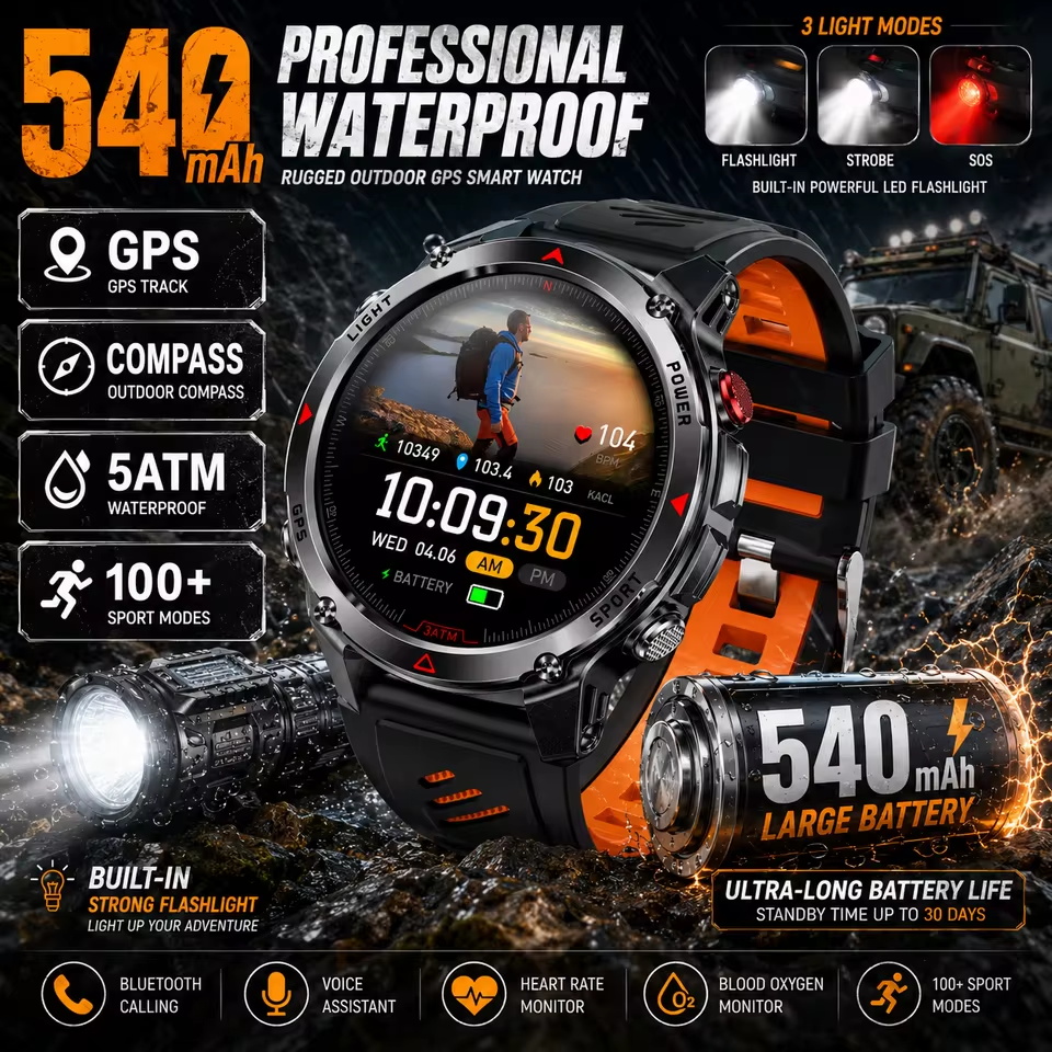 Altimeter Compass Watch - Reloj inteligente militar con GPS de