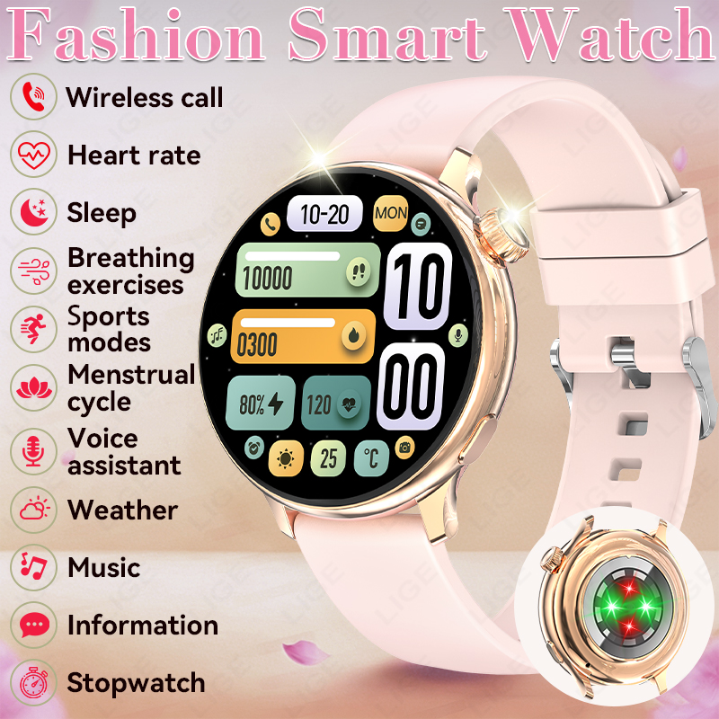Smartwatch Stylish Watches For Women - Reloj Inteligente LIGE Elegante y Redondo