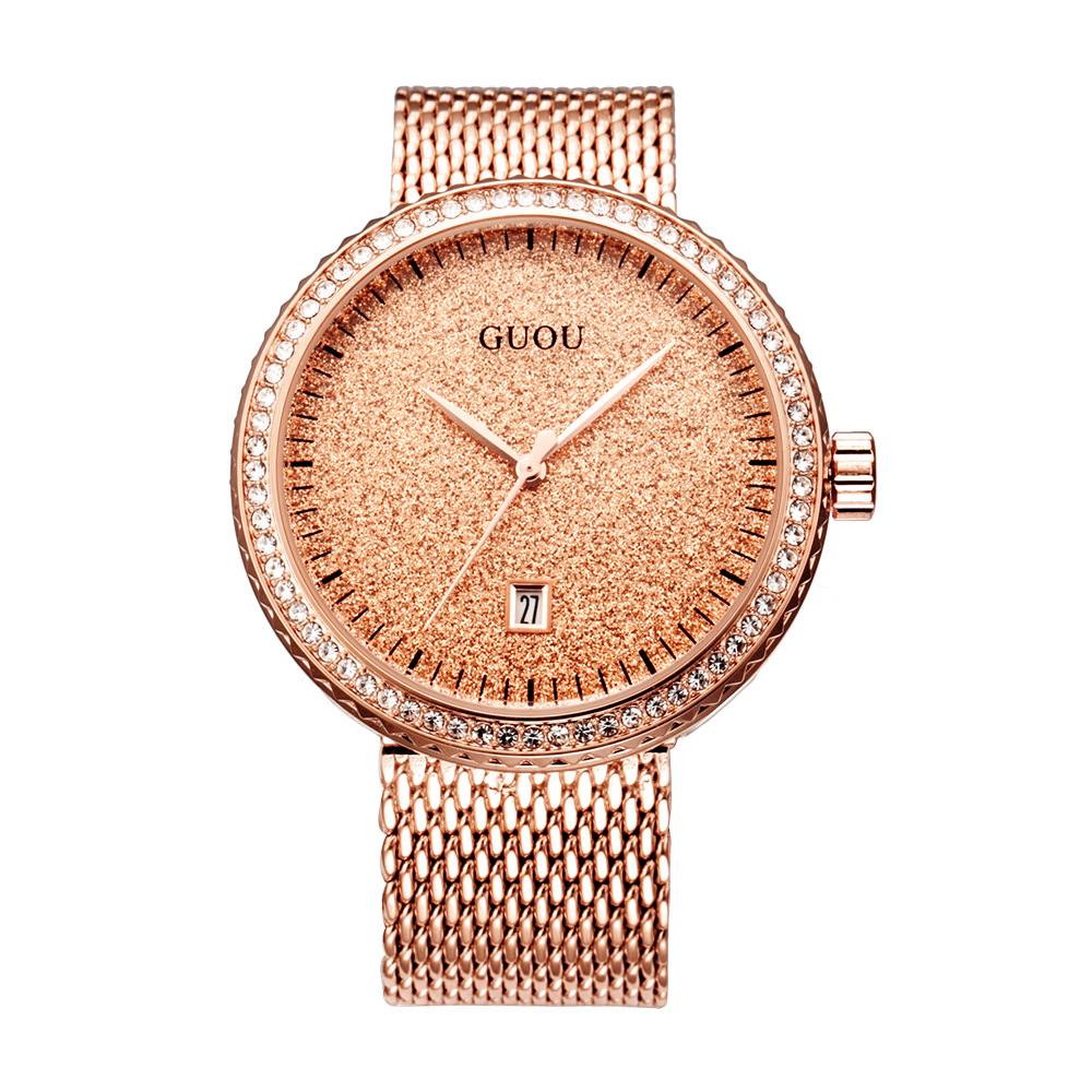 Guou-reloj de cuarzo con diama - Mesh Stainless Strap reseña y precio