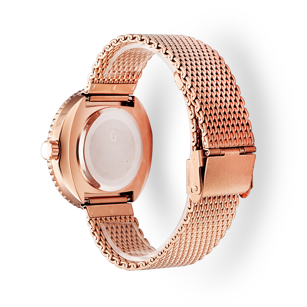 Guou-reloj de cuarzo con diama - Mesh Stainless Strap reseña y precio