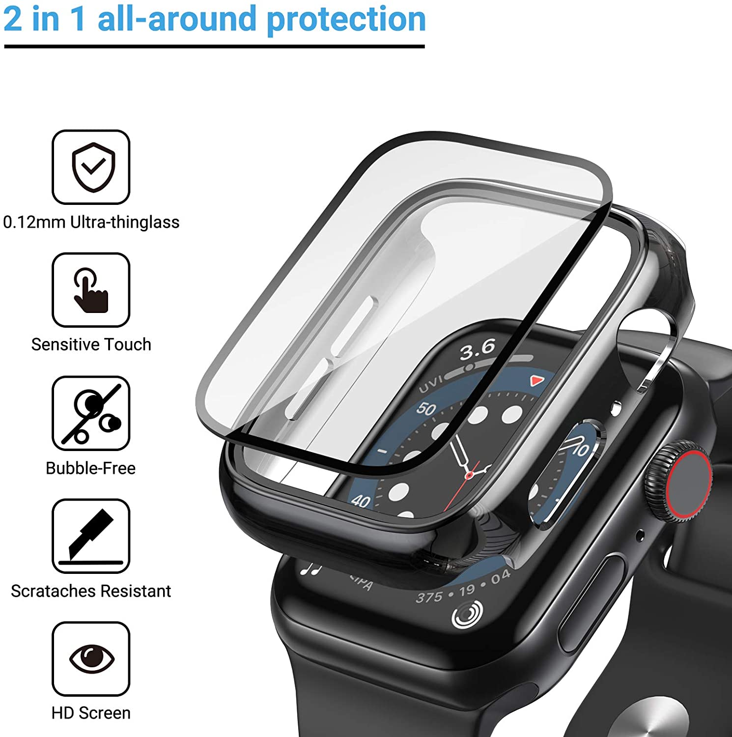 Vidrio + cubierta para Apple W - Iwatch Smartwatch Series 7 reseña y precio